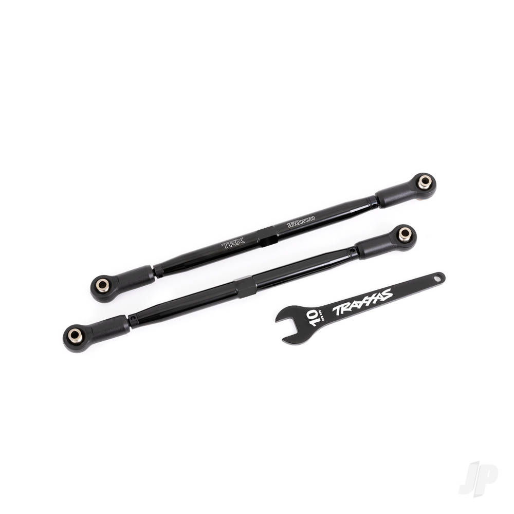 Toe links, front (TUBES black-anodised, 6061-T6 aluminium) (2) (for use with #7895 X-Maxx WideMaxx suspension kit)