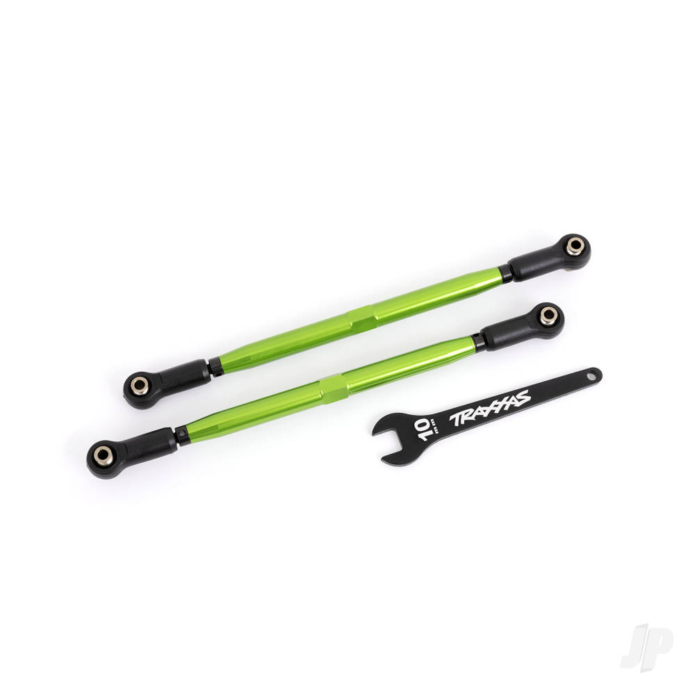 Toe links, front (TUBES green-anodised, 6061-T6 aluminium) (2) (for use with #7895 X-Maxx WideMaxx suspension kit)