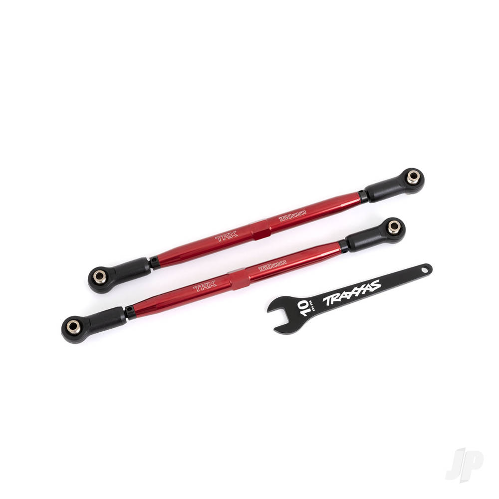 Toe links, front (TUBES red-anodised, 6061-T6 aluminium) (2) (for use with #7895 X-Maxx WideMaxx suspension kit)