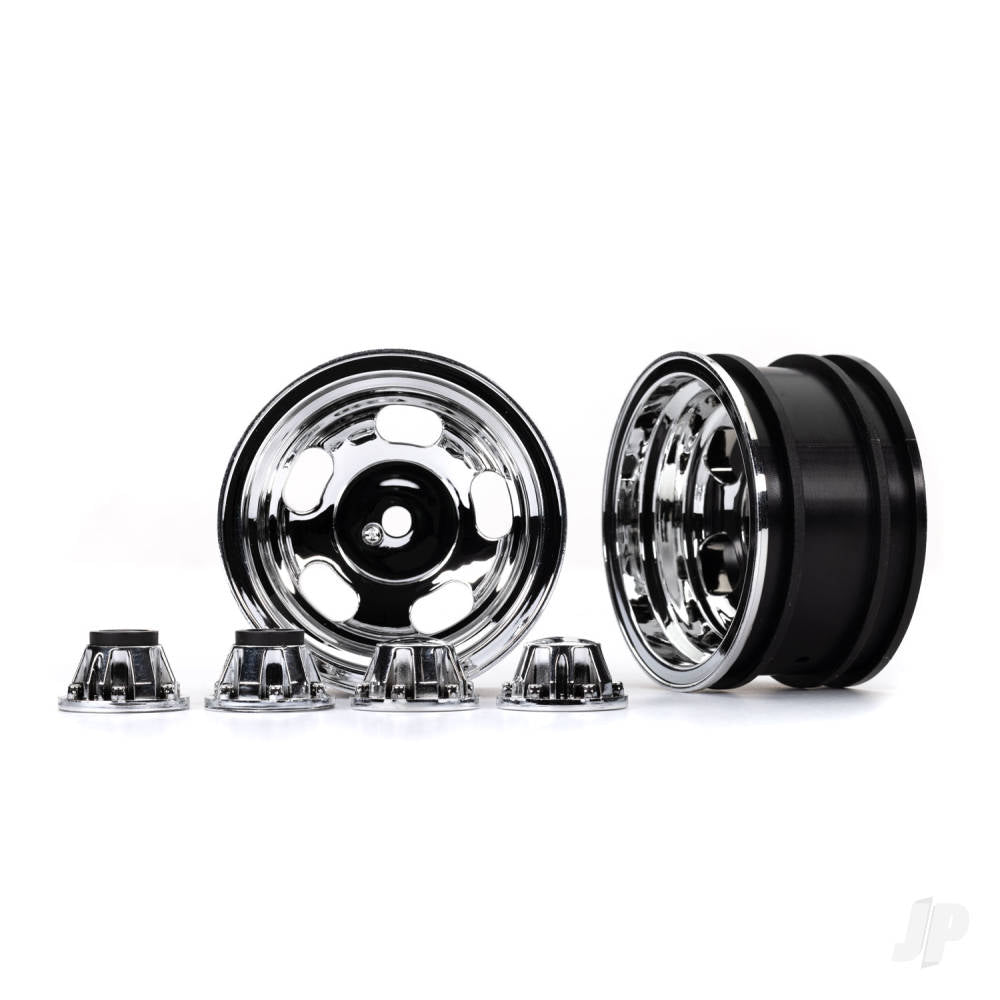 Wheels, 2.2in, chrome (2)/ center caps (2) (requires #8255A extended thread stub axle)