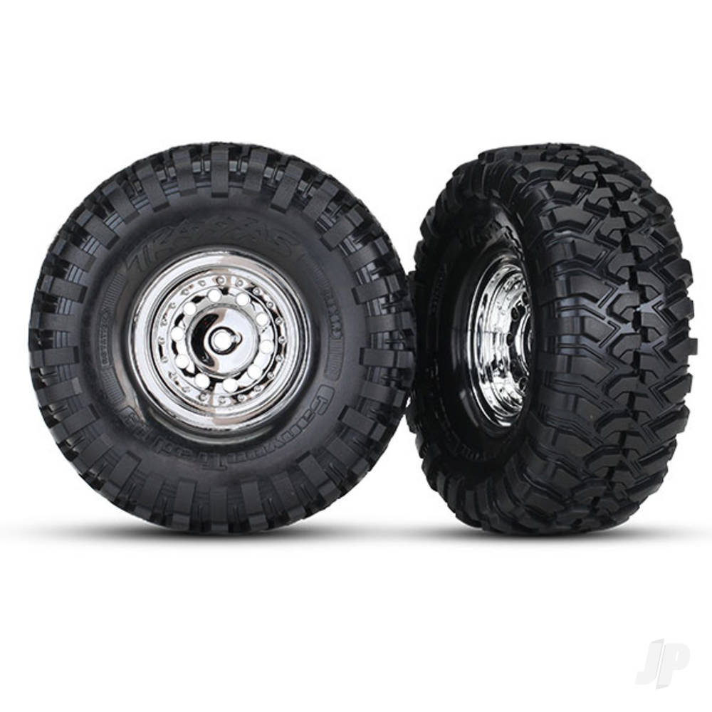 Tyres and Wheels, Assembled Glued 1.9in Chrome Wheels (2 pcs)