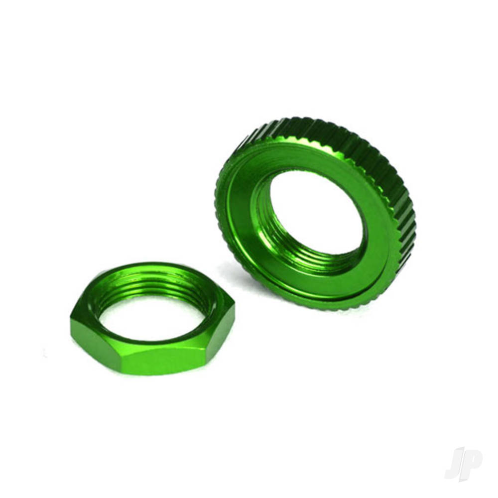 Servo saver nuts, aluminium, Green-anodised (hex (1pc), serrated (1pc))