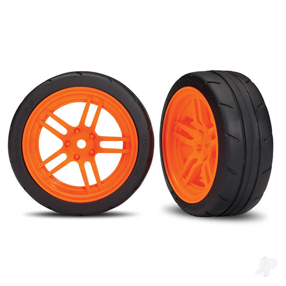 Orange Split-Spoke Tyres and Wheels (Pair)