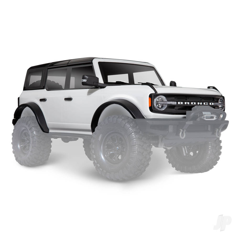 Body, Ford Bronco (2021), complete, Oxford White (painted) (includes grille, side mirrors, door handles, fender flares, windshield wipers, spare Tyre mount, &amp; clipless mounting) (requires #8080X inner fenders)