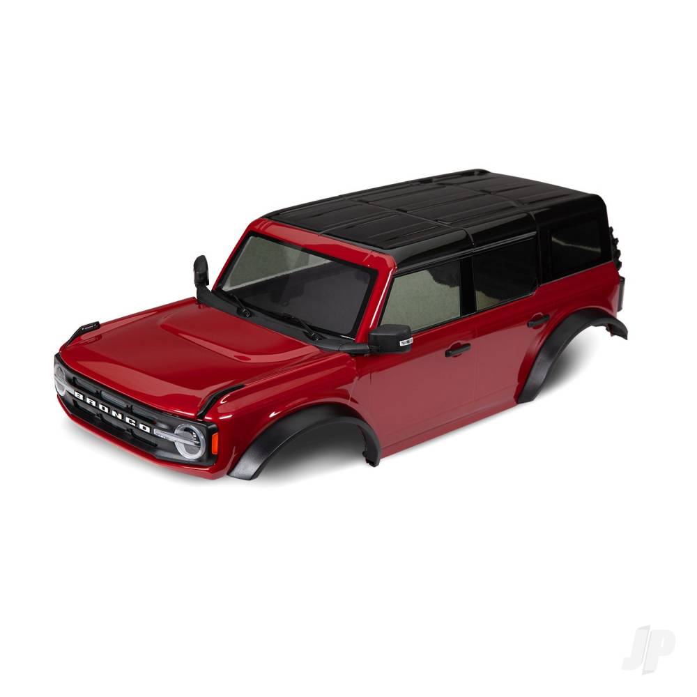 Body, Ford Bronco (2021), complete, red (painted) (includes grille, side mirrors, door handles, fender flares, windshield wipers, spare tyre mount, &amp; clipless mounting) (requires #8080X inner fenders)