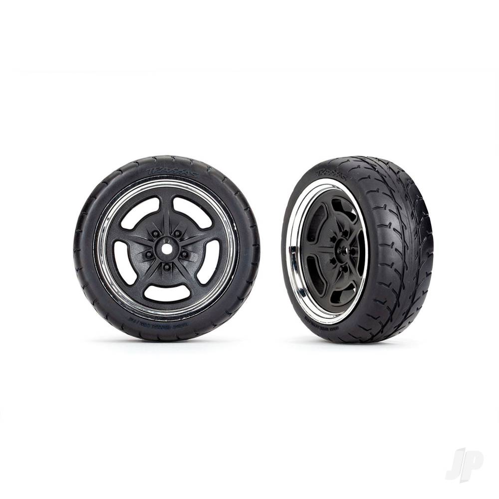 Tyres and wheels, assembled, glued (black with chrome wheels, 1.9' Response tyres) (front) (2)