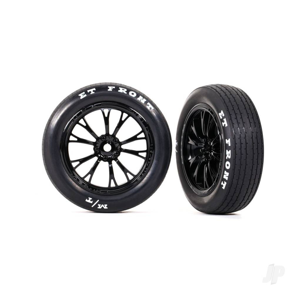 Tyres &amp; wheels, assembled, glued (Weld gloss black wheels, tyres, foam inserts) (front) (2)