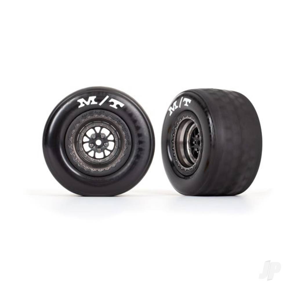 Tyres &amp; wheels, assembled, glued (Weld satin black chrome wheels, tyres, foam inserts) (rear) (2)