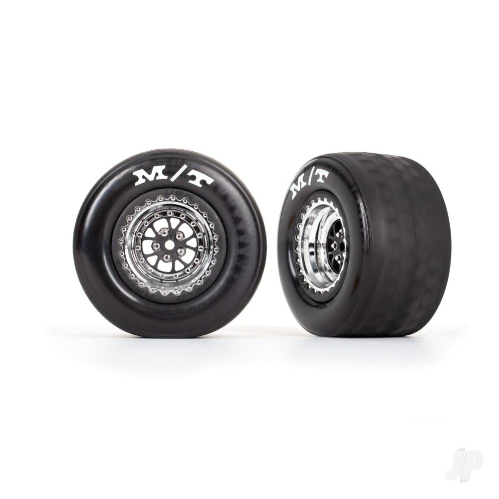 Tyres &amp; wheels, assembled, glued (Weld chrome with black wheels, tyres, foam inserts) (rear) (2)