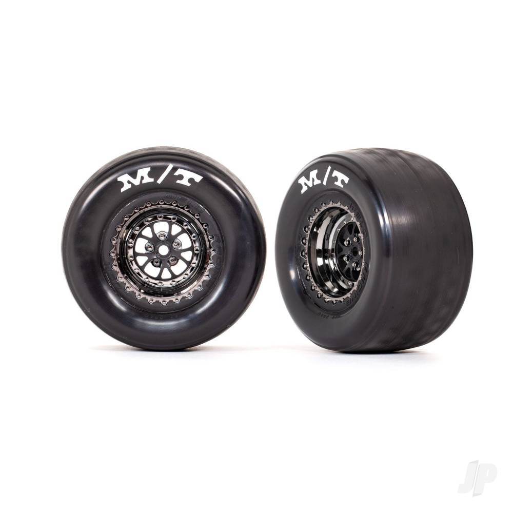 Tyres &amp; wheels, assembled, glued (Weld black chrome wheels, tyres, foam inserts) (rear) (2)