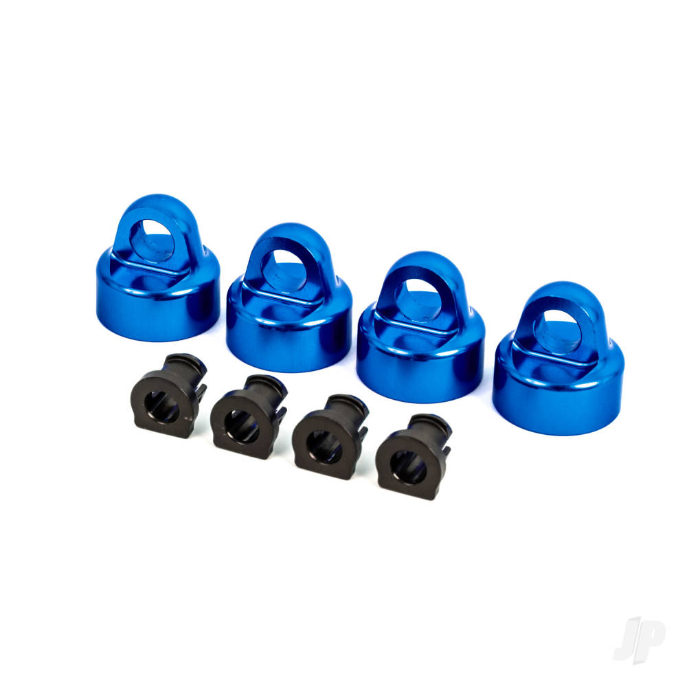 Shock caps, aluminium (blue-anodised), GT-Maxx shocks (4) / spacers (4) (for Sledge)