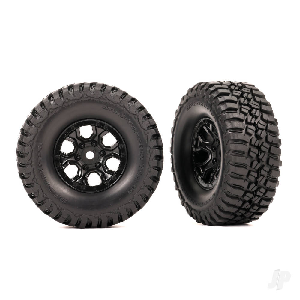 Tyres &amp; wheels, assembled (black 1.0in wheels, BFGoodrich Mud-Terrain T/A KM3 2.2x1.0in Tyres) (2)