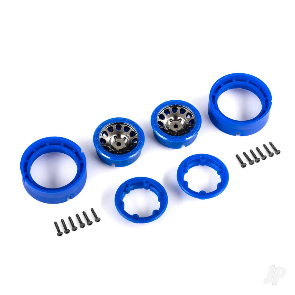 Wheels, 1.0', Method Race Wheels 105 Beadlock (satin black chrome with blue beadlock) (2)