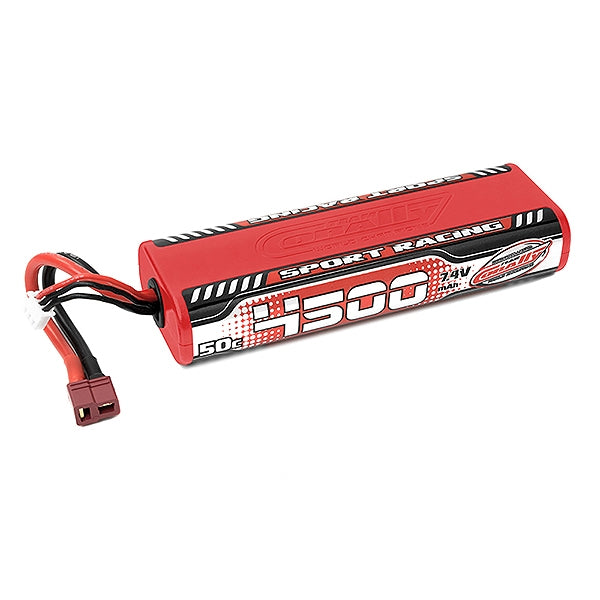 Corally Sport Racing 50C Lipo Battery 4500Mah 7.4V Round 2S Stick T-Plug