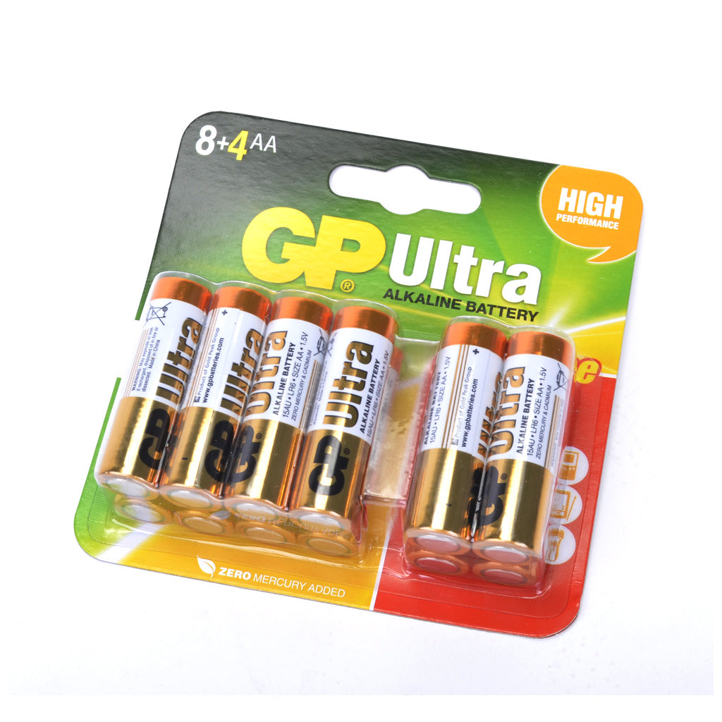 GP Alkaline AA Pencell; Card 8 + 4