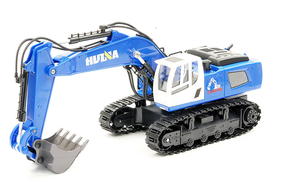 Huina 2.4G 11Ch Rc Excavator Blue W/Die Cast Bucket