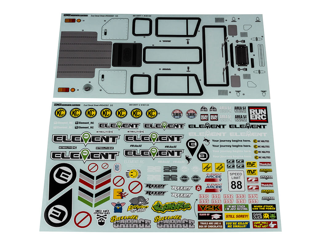 Element Rc Enduro Zuul Decal Sheet