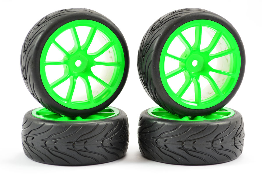 Fastrax 1/10 Street/Tread Tyre 10Sp Neon Green Wheel