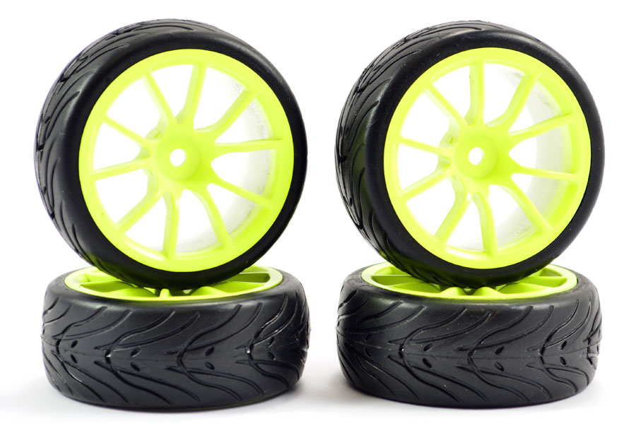 Fastrax 1/10 Street/Tread Tyre 10Sp Neon Yellow Wheel