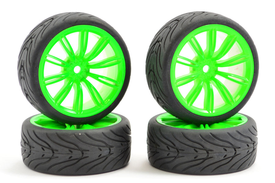 Fastrax 1/10 Street/Tread Tyre 20Sp Green Wheel