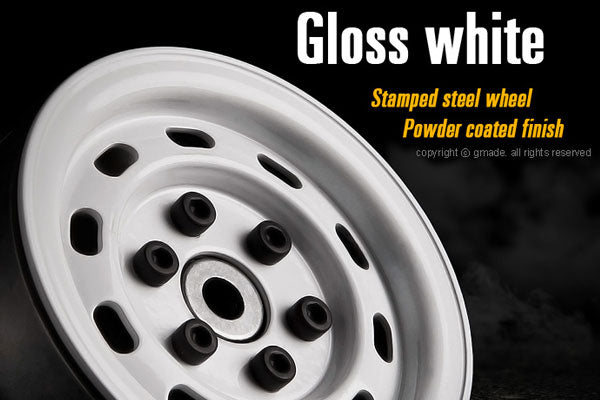 Gmade 1.9 Sr02 Beadlock Wheels (Gloss White) (2)