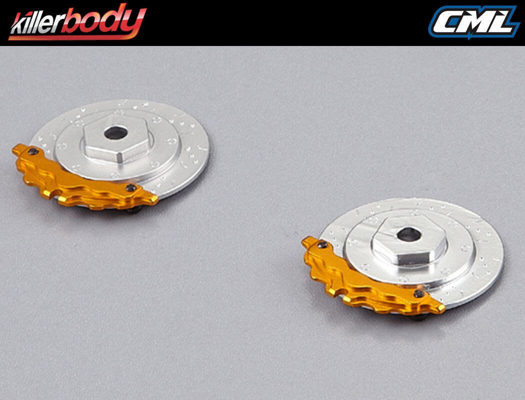 Killerbody Calliper Brake Disc 1/10 Cnc Silver/Gold (2Pc)