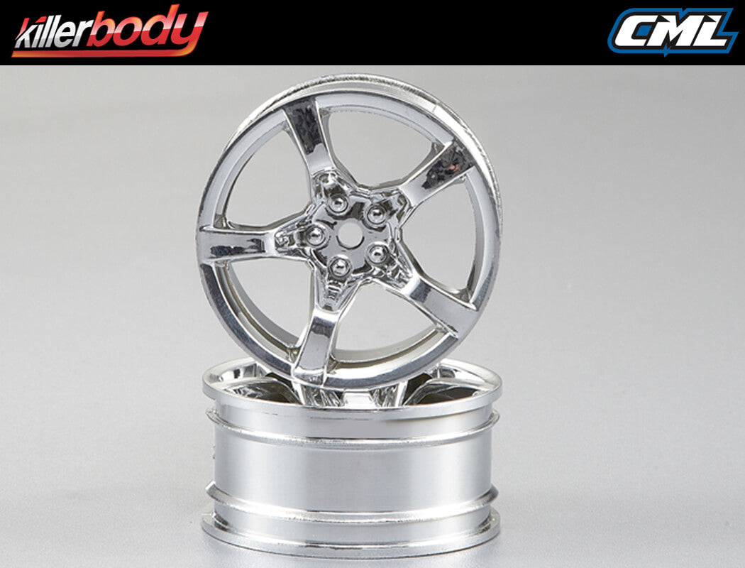 Killerbody Wheel 3Mm Offset Chrome 5-Spoke 1/10 Tc (4)