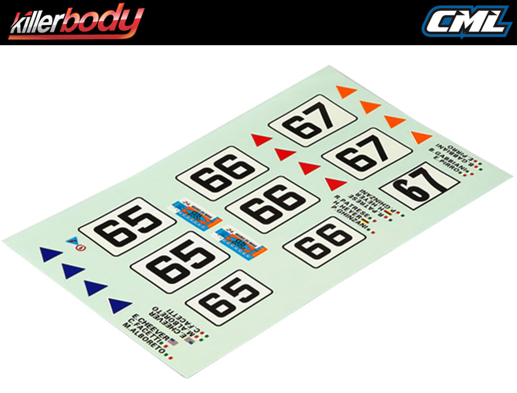 Killerbody Decal Sheet Lancia Beta Montecarlo (Num/Drivers)