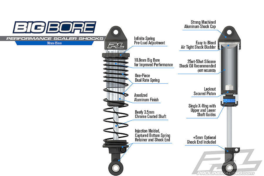 Proline Big Bore Scaler Shocks (90Mm-95Mm) For Most Crawlers