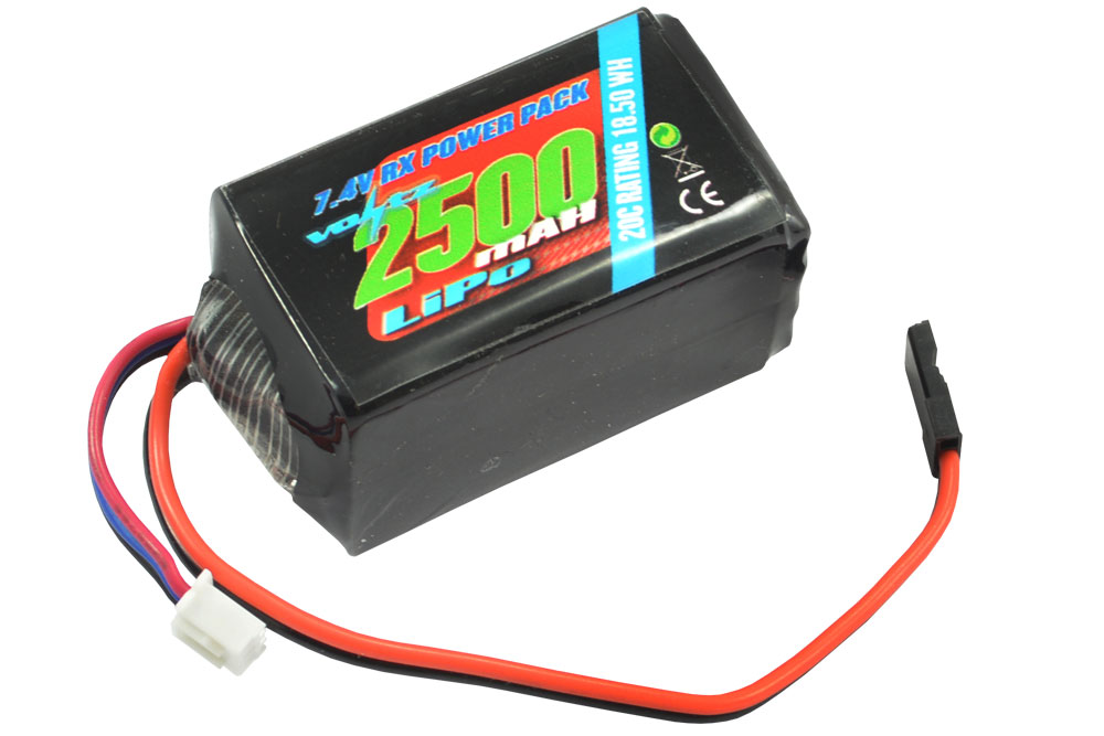 Voltz 2500Mah 2S 7.4V Rx Lipo Hump Battery Pack