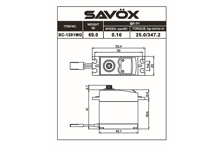 Savox Digital Coreless Servo 25Kg/0.15@6V