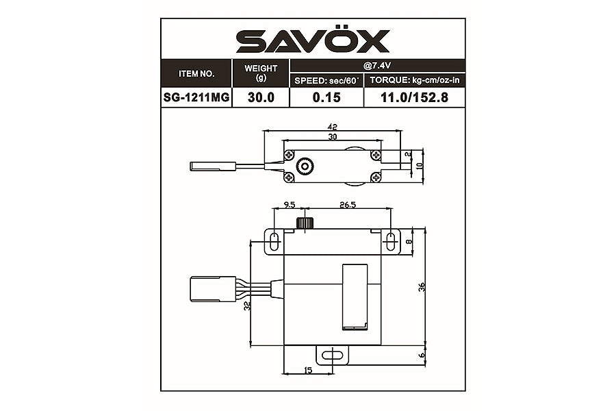 Savox High Voltage Glider Digi Glider Servo 11Kg/0.15@7.4V