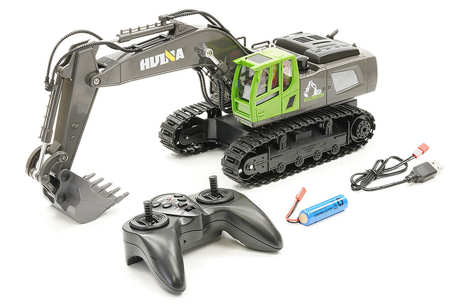 Huina 2.4G 11Ch Rc Excavator Green W/Die Cast Bucket