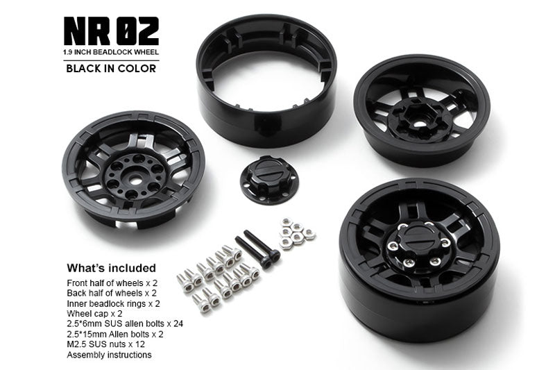 Gmade 1.9 Nr02 Beadlock Wheels (Black) (2)