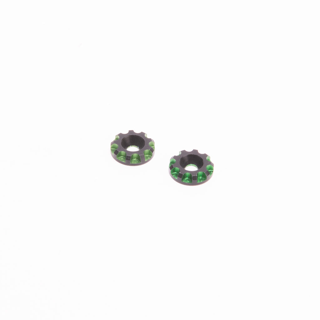 Aluminium Wing Washers 11.5mm - Black/Green (pr)