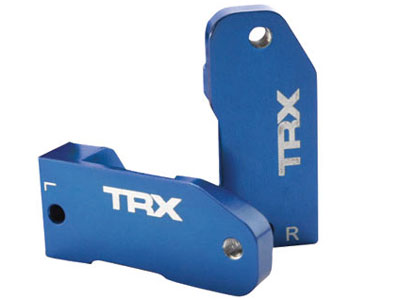 TRAXXAS Caster blocks, 30-degree, Blue-anodised 6061-T6 aluminium (left &amp; right) / suspension screw pin (2 pcs)