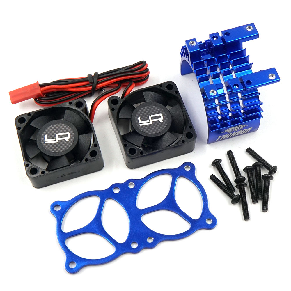 Yeah Racing Aluminium 540 550 Motor Heat Sink w/Twin Tornado High Speed Fan Blue